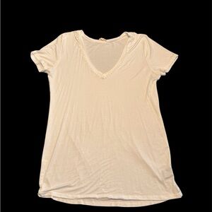 POL White V-Neck Short Sleeve Tee – Soft Rayon Blend